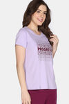 Zivame Knit Cotton Sleep Top - Lilac Breeze — thumbnail 3